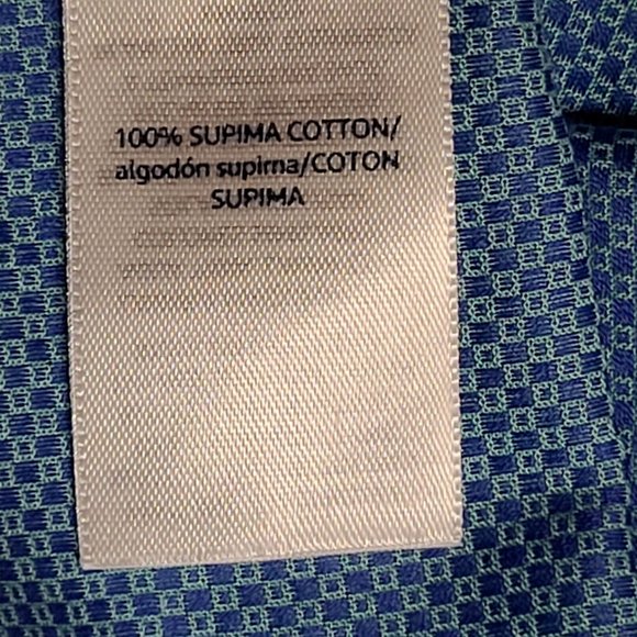 Buttoned Down Mens XL 17/17.5-34/25 Blue Teal Diamond Long sleeve Button Shirt - Picture 12 of 13